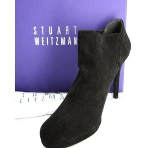 Stuart Weitzman Black Suede Bluster High Heel Ankle Boots Size 10 NEW $395